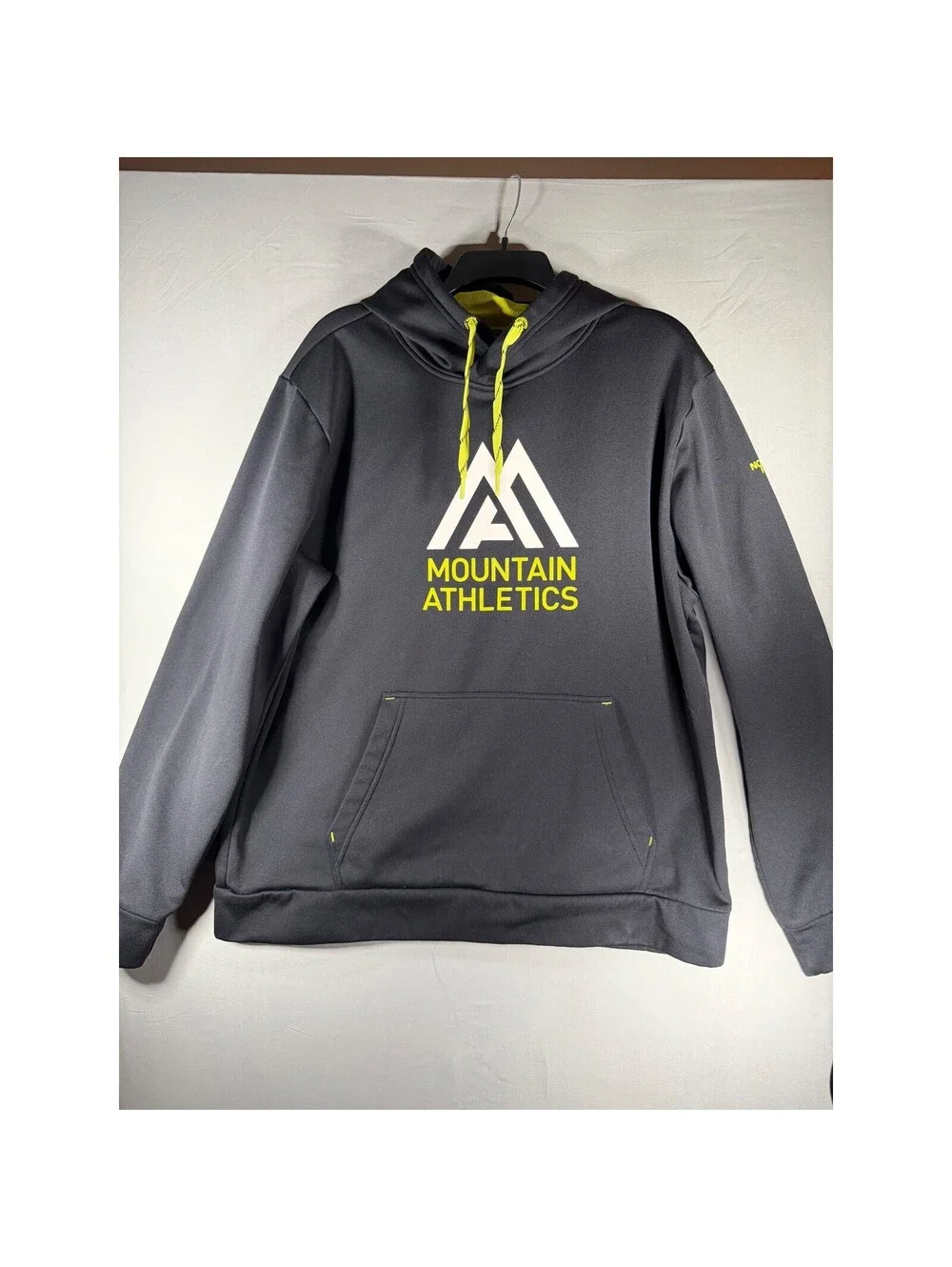 The North Face Mountain Athletics Hoodie Men XL Black Yellow Pullover Sweatshirt